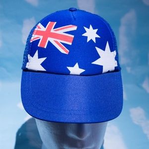 ⭐️2/$10 Brand new Australia Flag Sunday Times Blue Mesh Trucker Hat